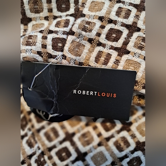 Robert Louis women's size 1X Brown Camel geometric belted jacket, New - Picture 2 of 8